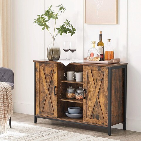 Bufet inferior, vasagle, 100 x 35 x 70 cm, pal/otel, maro rustic