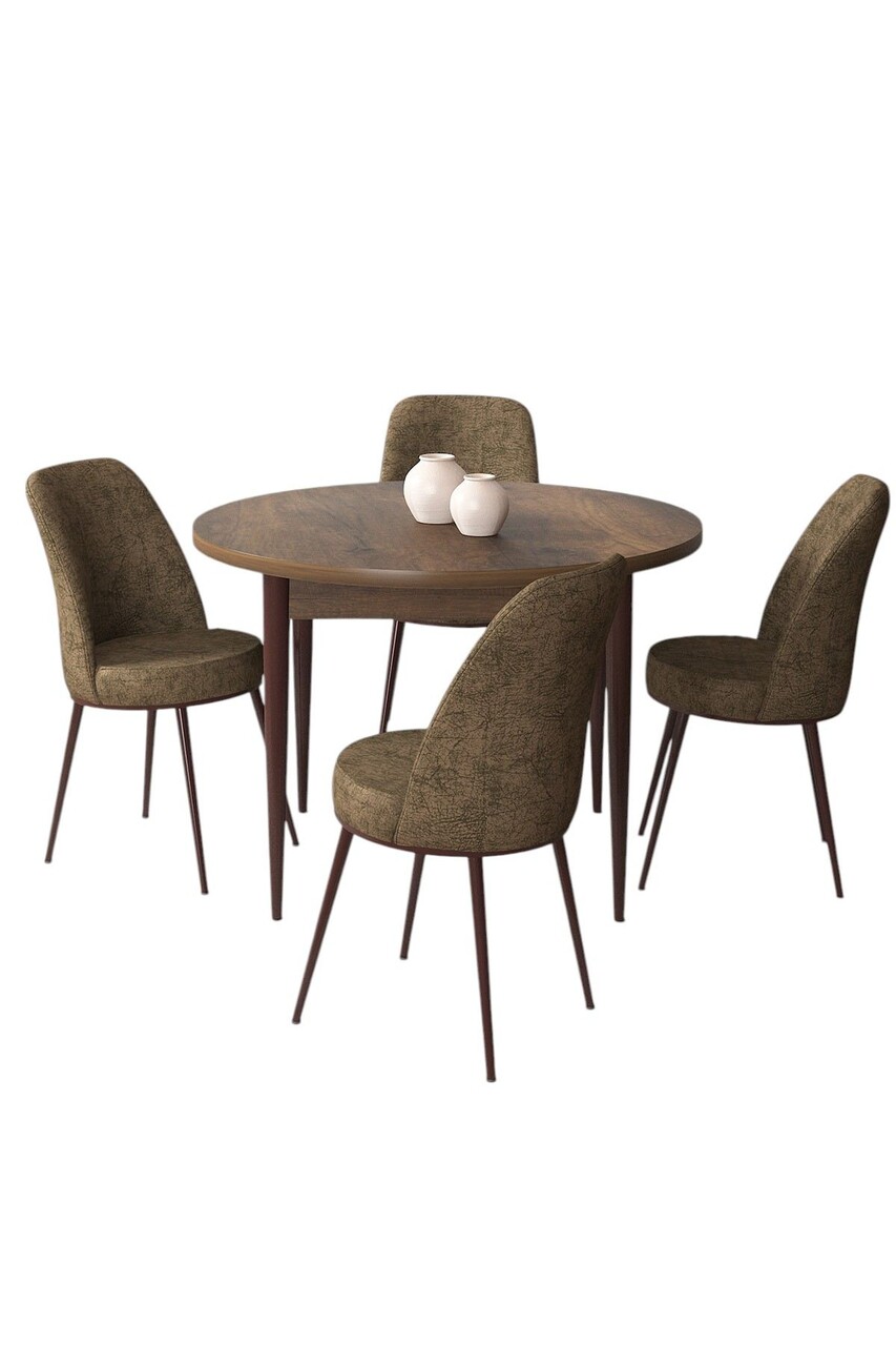 Set masă și scaune (5 bucăți), Hanah Home, Tor, Baroc / Maro - view 2