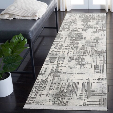 Covor, Basak 0183A, 80×200 cm, 60% polipropilena/40% poliester, Gri/Alb Gala