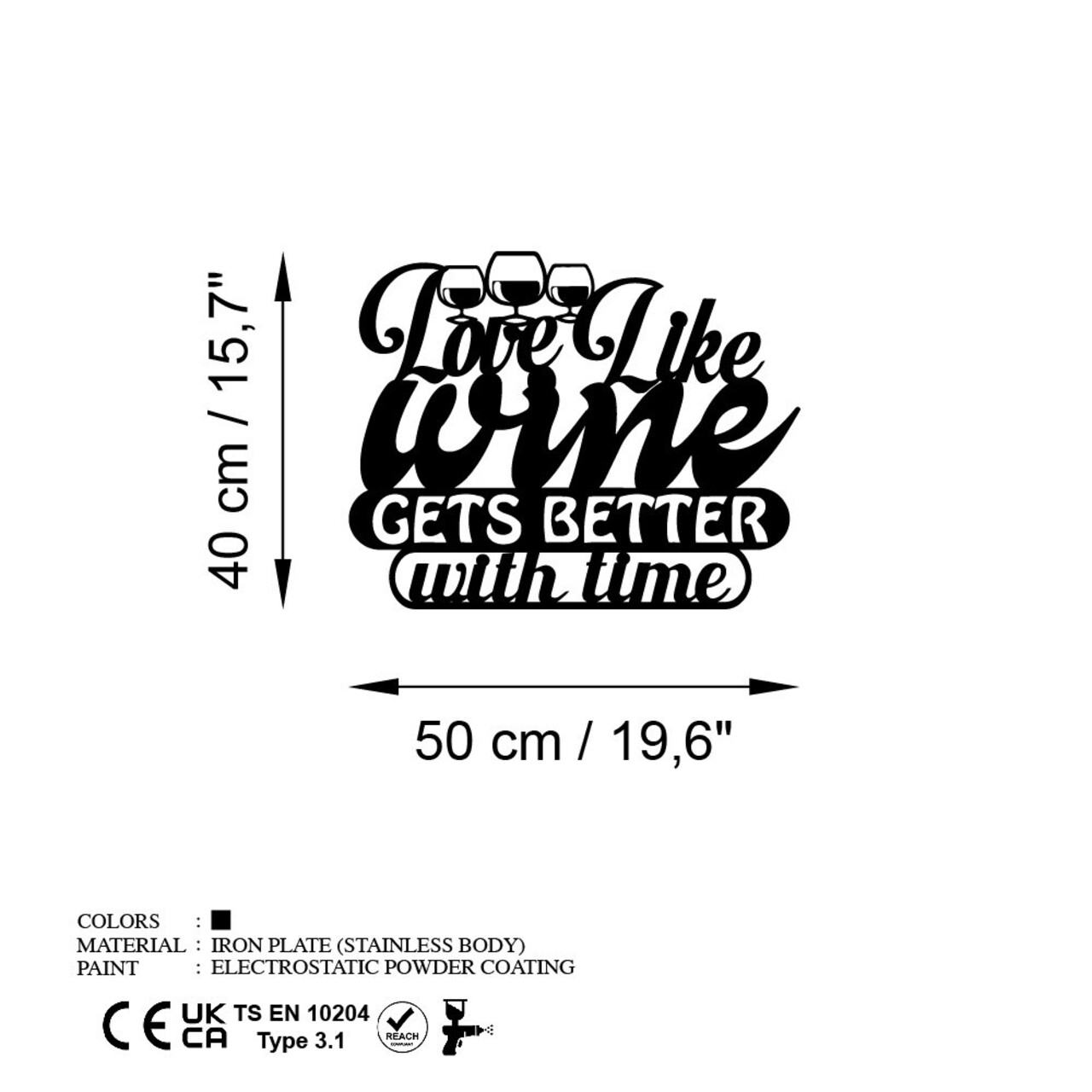 Decoratiune de perete, Wine Better, Dimensiune: 50 x 40 cm , Negru - view 6