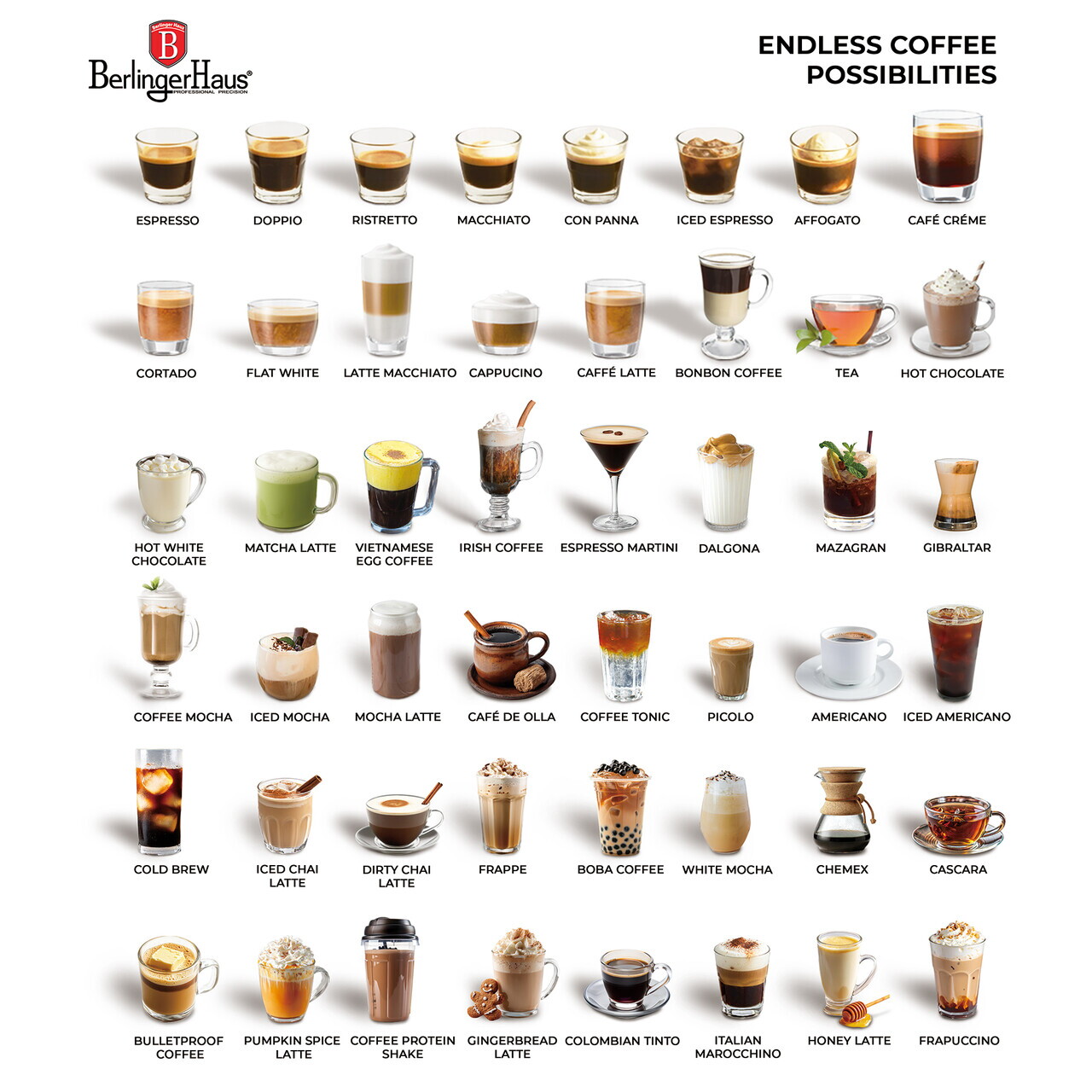Espressor 3 in 1 Berlinger Haus, Leonardo Nordic, 950W, 23x26.5x30.5 cm, inox, visiniu mat/natur - imagine 12