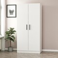 Dulap pentru haine, Minerva, Kale Chain White, 90x210x52 cm, PAL, Alb