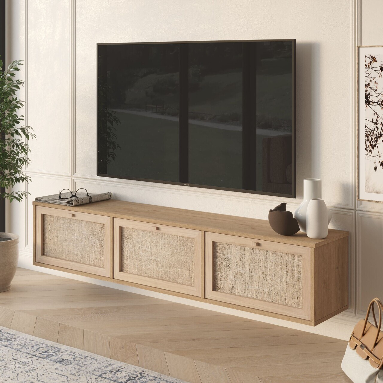 Comoda TV, Hanah Home, Dune, 180x35.6x32 cm, PAL, Stejar — imaginea 2