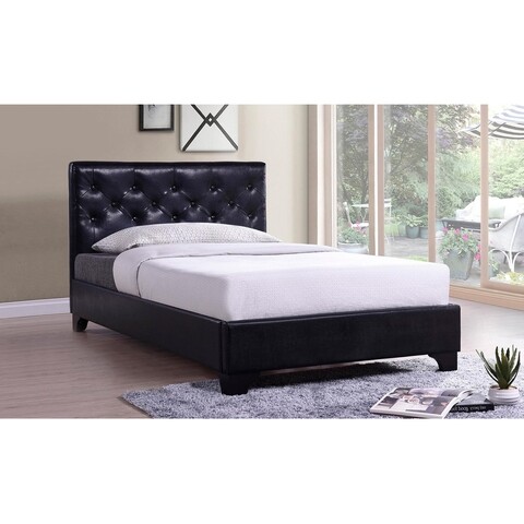 Pat tapitat 140x200 cu somiera inclusa, garnet, l.217 l.146 h.93, piele ecologica, maro