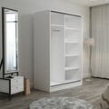 Dulap pentru haine, Minerva, Kale White Anthracite, 120x190x60 cm, PAL, Alb / Antracit