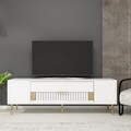 Comoda TV, Olivia, Dekolp4, Alb/Auriu