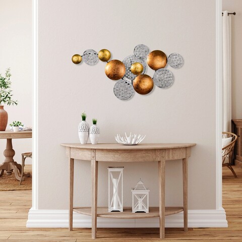 Decoratiune de perete, aurora 2, metal, dimensiune: 45 x 82 cm, argint / cupru
