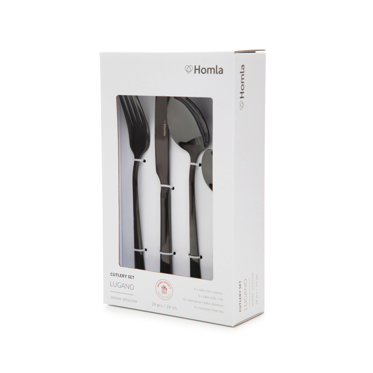 Set tacamuri 24 piese Lugano, Homla, inox 18/0, negru - imagine 11
