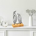 Decoratiune, Pingu, 26x8x17 cm, Metal, Lemn/Negru