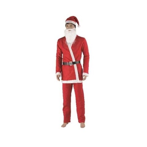 Costum de Mos Craciun, Decoris Santa, adult, poliester, rosu