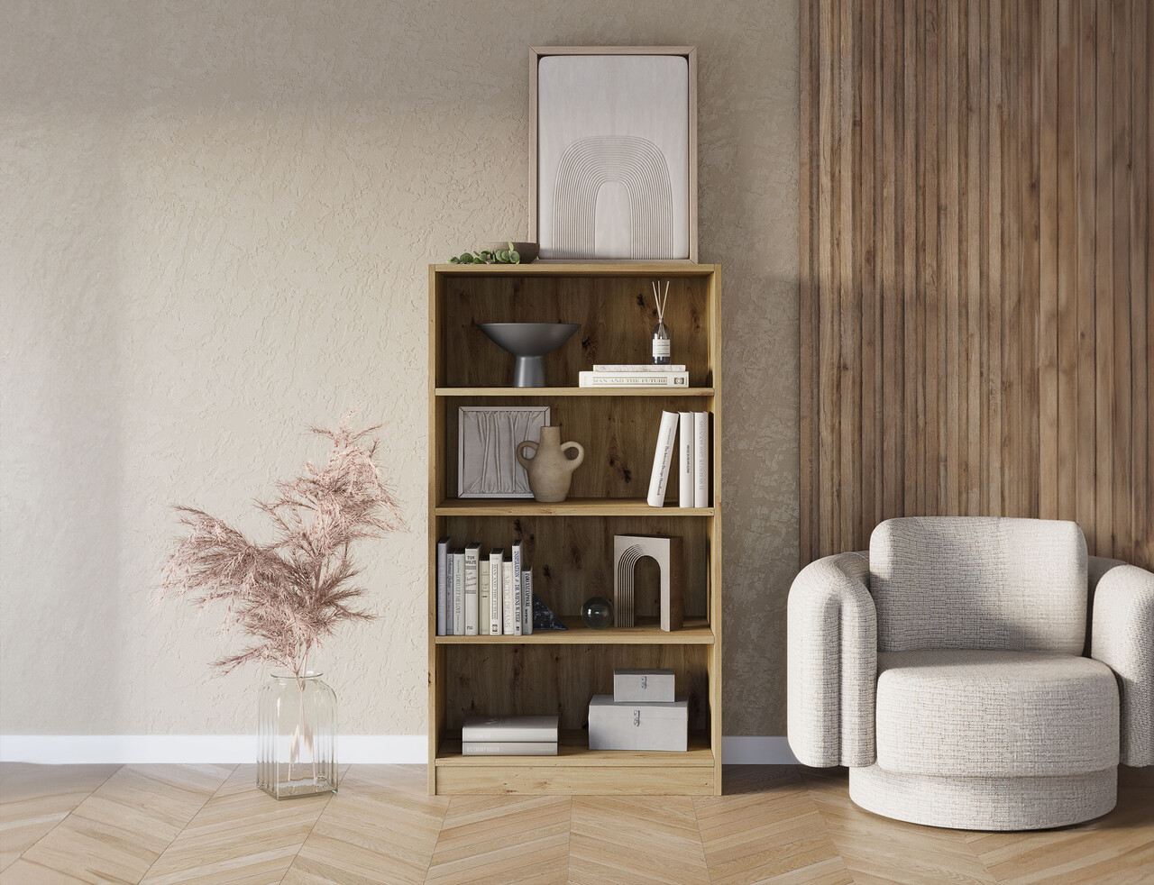 Raft de perete ELTAP, Pocett, 80x40x146 cm, PAL/PVC, stejar - 2 | YEO