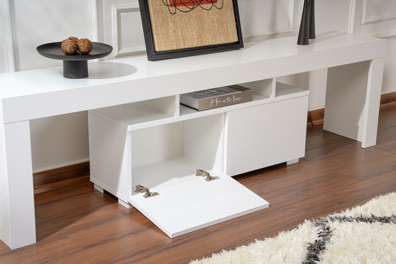 Comoda TV, Nordure, Enclave, 180x50x31.3 cm, Alb natural - 2 | YEO