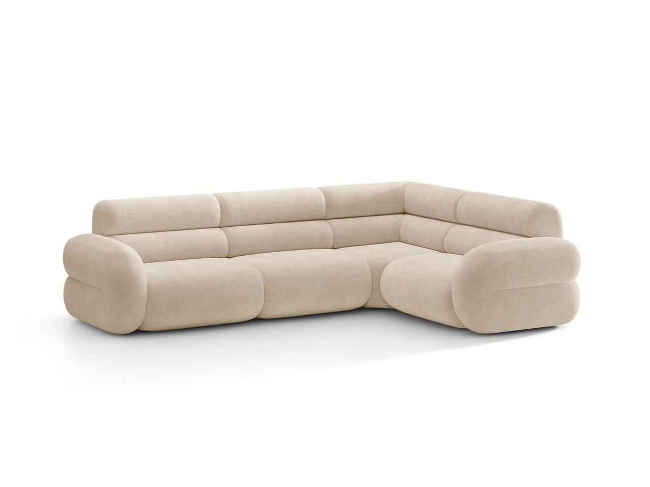 Coltar dreapta 5 locuri, Neo, Micadoni Home, 295x210x83 cm, tesatura Chenille, bej deschis — imaginea 6