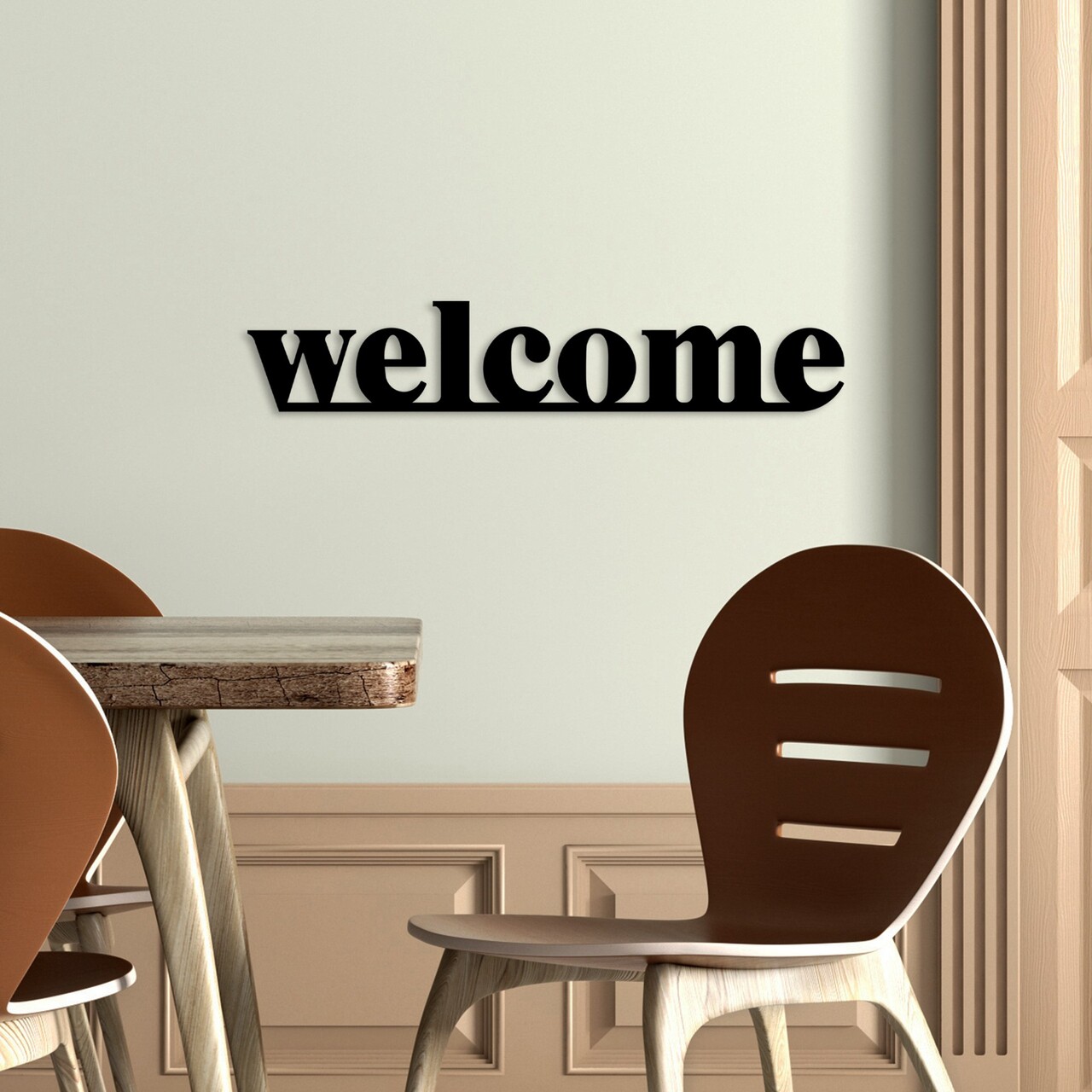 Decoratiune de perete, Welcome, 70 x 13 cm, Negru - view 2