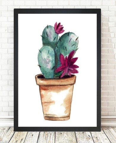 Poza Tablou decorativ Lovable Cactus, Tablo center, 24x29 cm, MDF, multicolor