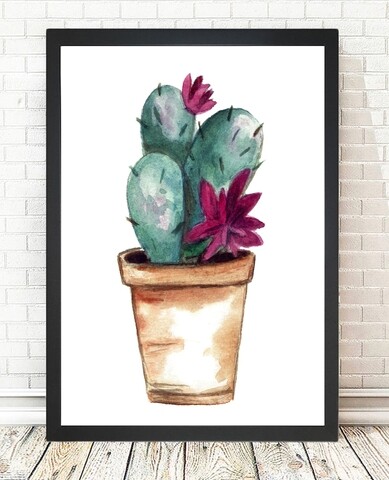 Tablou decorativ Lovable Cactus, Tablo center, 24x29 cm, MDF, multicolor