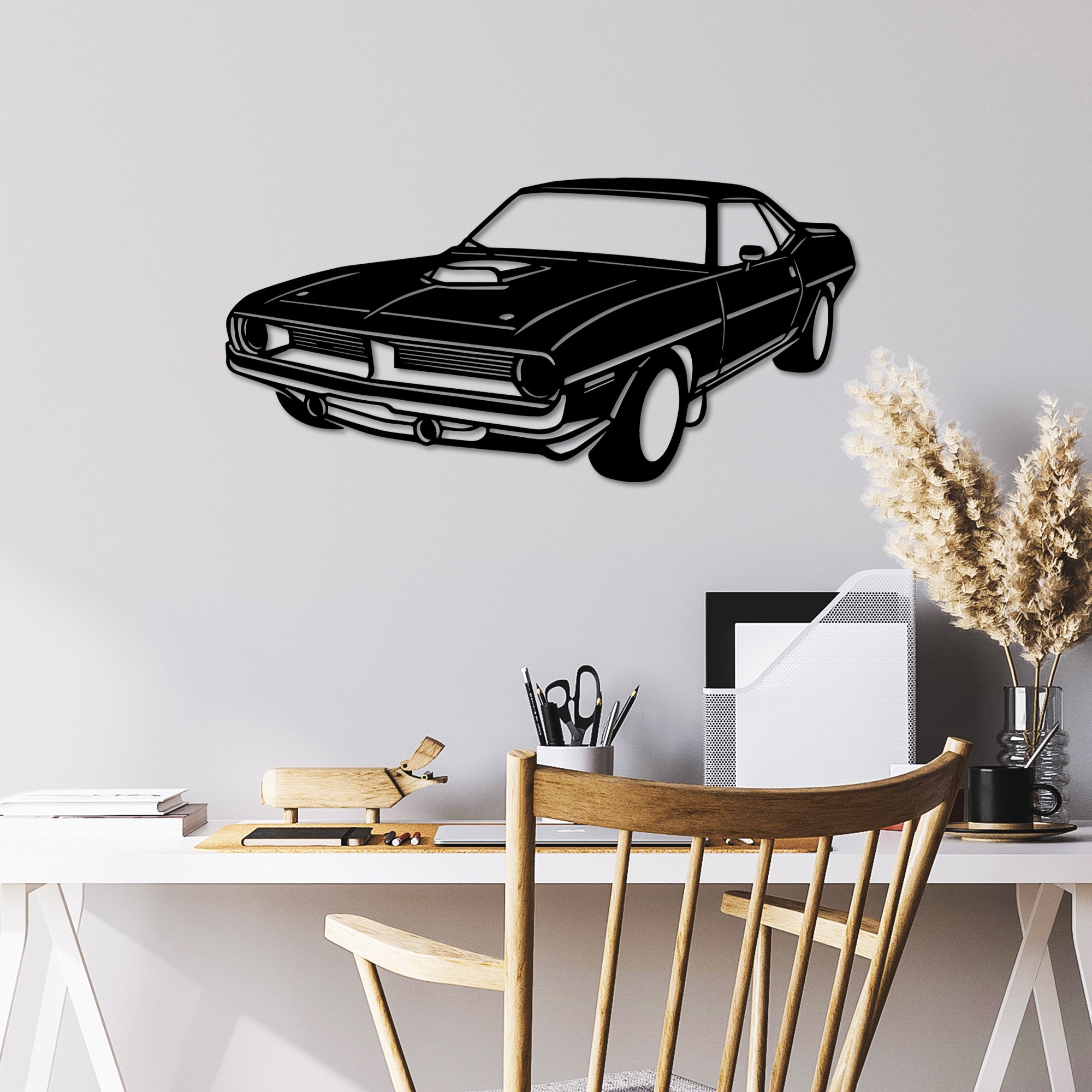 Decoratiune de perete, Plymouth Barracuda 1970, Dimensiune: 60 x 29 cm, Negru