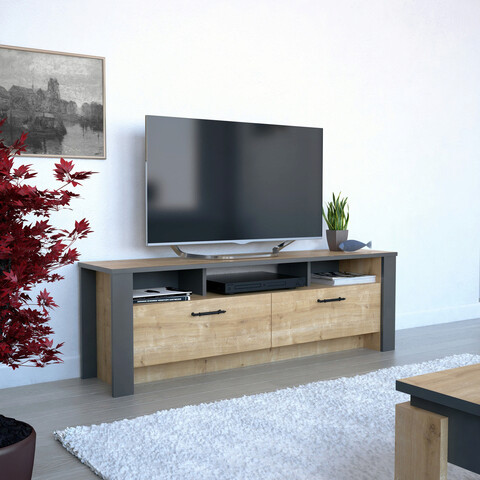 Comoda tv, zena home, manhattan 150, pal, stejar / gri închis