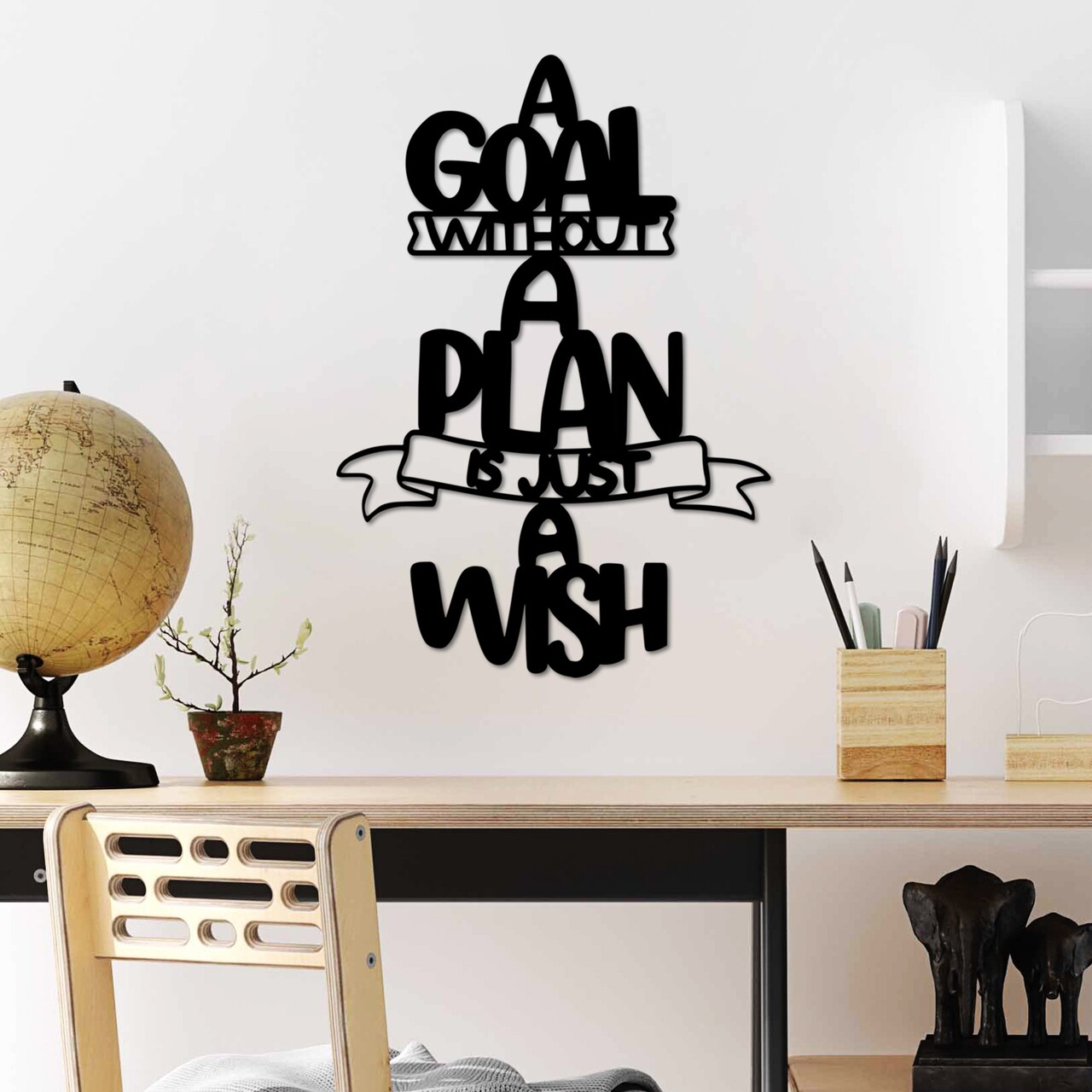 Decoratiune de perete, Plan is Just, Dimensiune: 30 x 54 cm , Negru - view 3