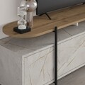 Comoda TV cu 2 rafturi, Decortie, Hanley, pal melaminat, alb/bej