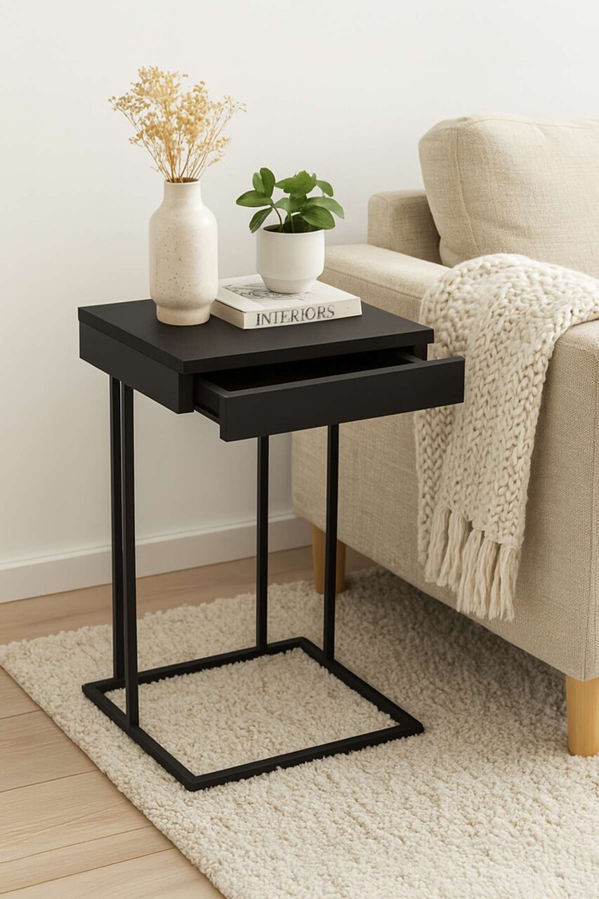Masuta, Hanah Home, Veno, 42x64x36 cm, PAL, Negru - view 3