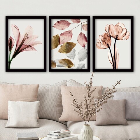 Set 3 tablouri decorative, 3SC194, MDF, Plastic, Multicolor Lulu