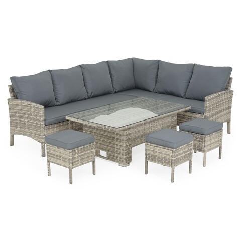Set mobilier pentru gradina, 6 piese, nantes, otel/poliester, gri