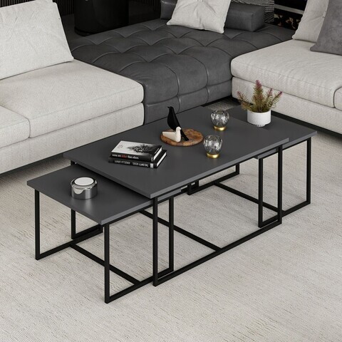 Masuta de cafea, Hanah Home, Levada, 90.45.45x37.42.37x60.52.52 cm, Antracit