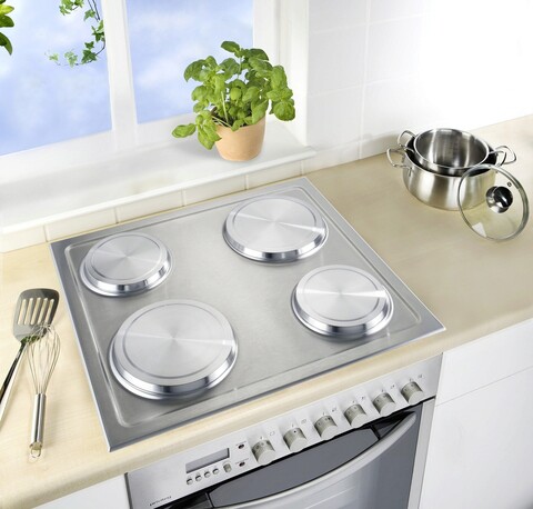 Set 4 placi pentru aragaz electric, Wenko, 20 x 20 x 2 cm, inox, gri