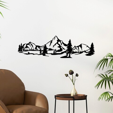 Decoratiune de perete, landscape 4, metal, 70 x 20 cm, negru