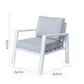 Fotoliu pentru gradina Thais, 73.2 x 74.8 x 73.3 cm, aluminiu/poliester, alb