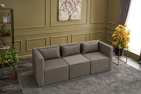 Canapea fixa moduler uclu koltuk , balcab home, 3 locuri, 80/62x80x72 cm, lemn, maro