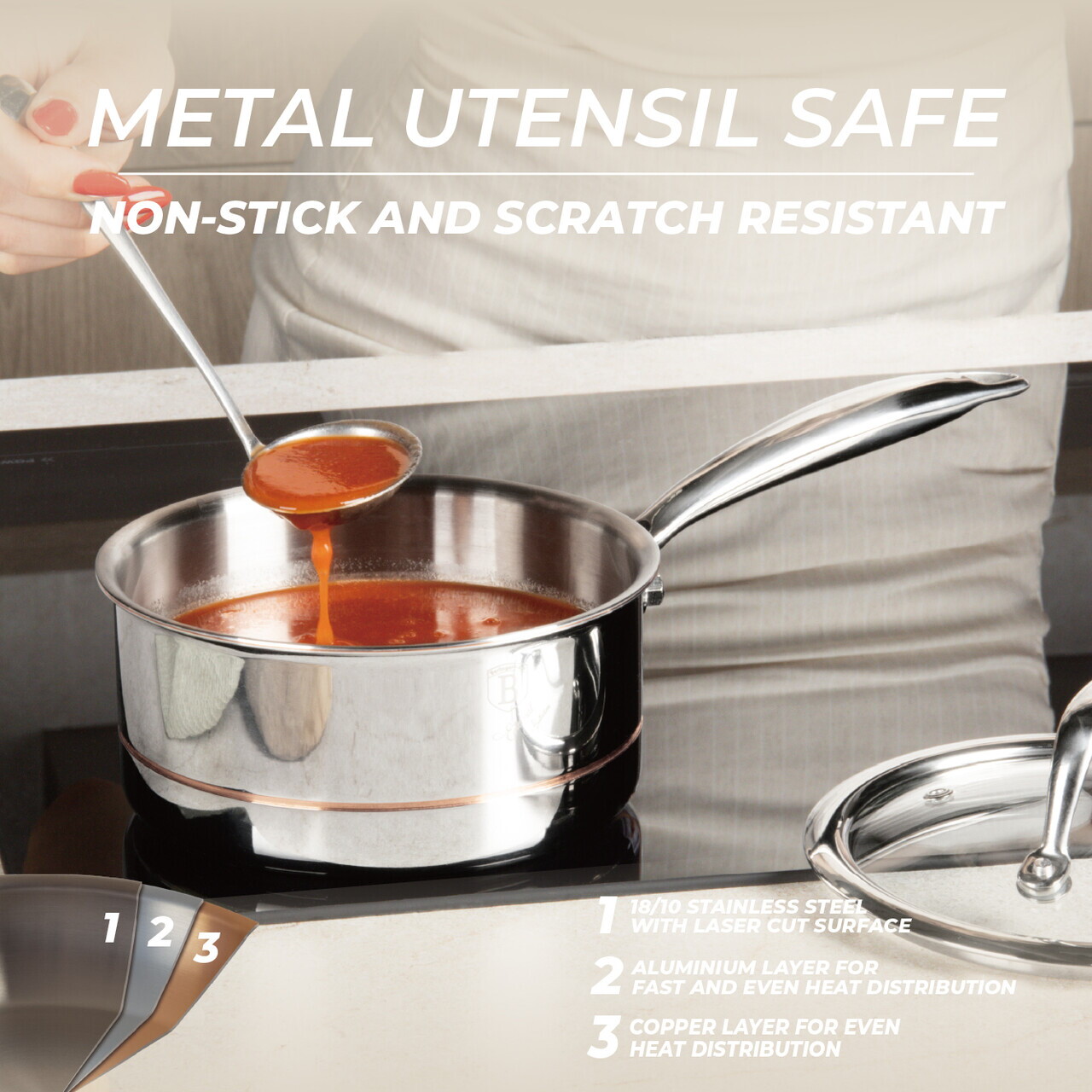 Cratita cu capac Berlinger Haus, Copper Touch, 16 cm, inox, argintiu - imagine 15