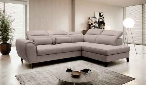 Coltar extensibil dreapta 4 locuri ELTAP, RT-07PO, Noble, 255x201x100 cm, lemn/poliester, bej