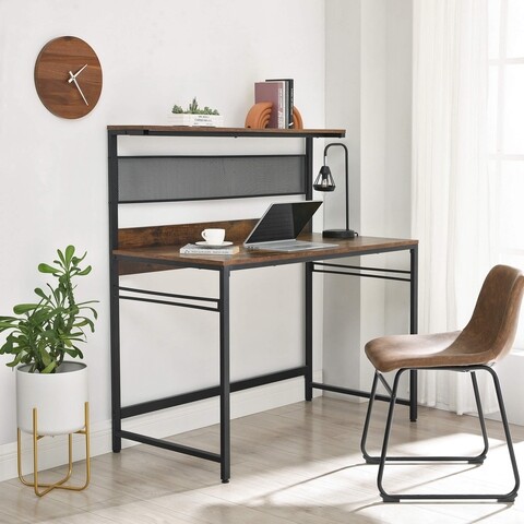 Birou, vasagle, 120 x 60 x 125.5 cm, otel/pal, maro rustic