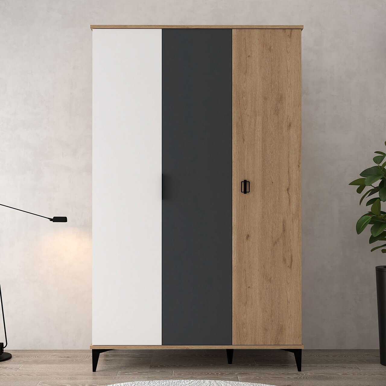 Dulap pentru haine Hanah Home Neva 6302 PAL Stejar / Alb / Antracit