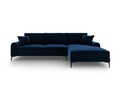 Coltar dreapta, Madara, Mazzini Sofas, 5 locuri, black legs, 254x182x90 cm, catifea, albastru regal