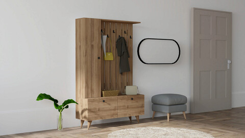 Cuier de perete, puqa design, lala, 112x170x35 cm, pal, nuc