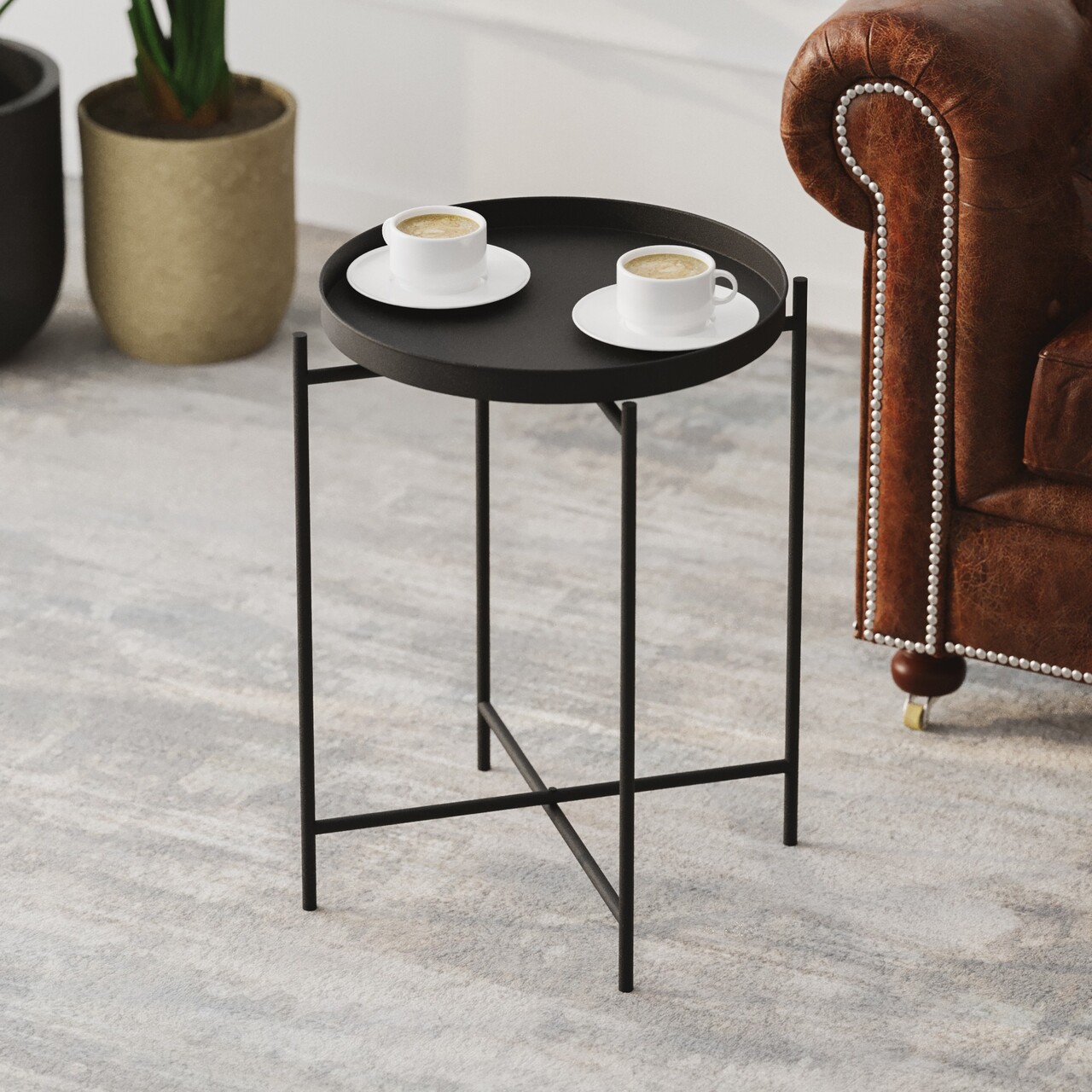 Masuta de cafea, Cerritos, Shb-007, 46x56x46 cm, Metal, Negru