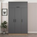 Dulap pentru haine, Minerva, Minar 235, 135x235x52 cm, PAL, Antracit / Dore