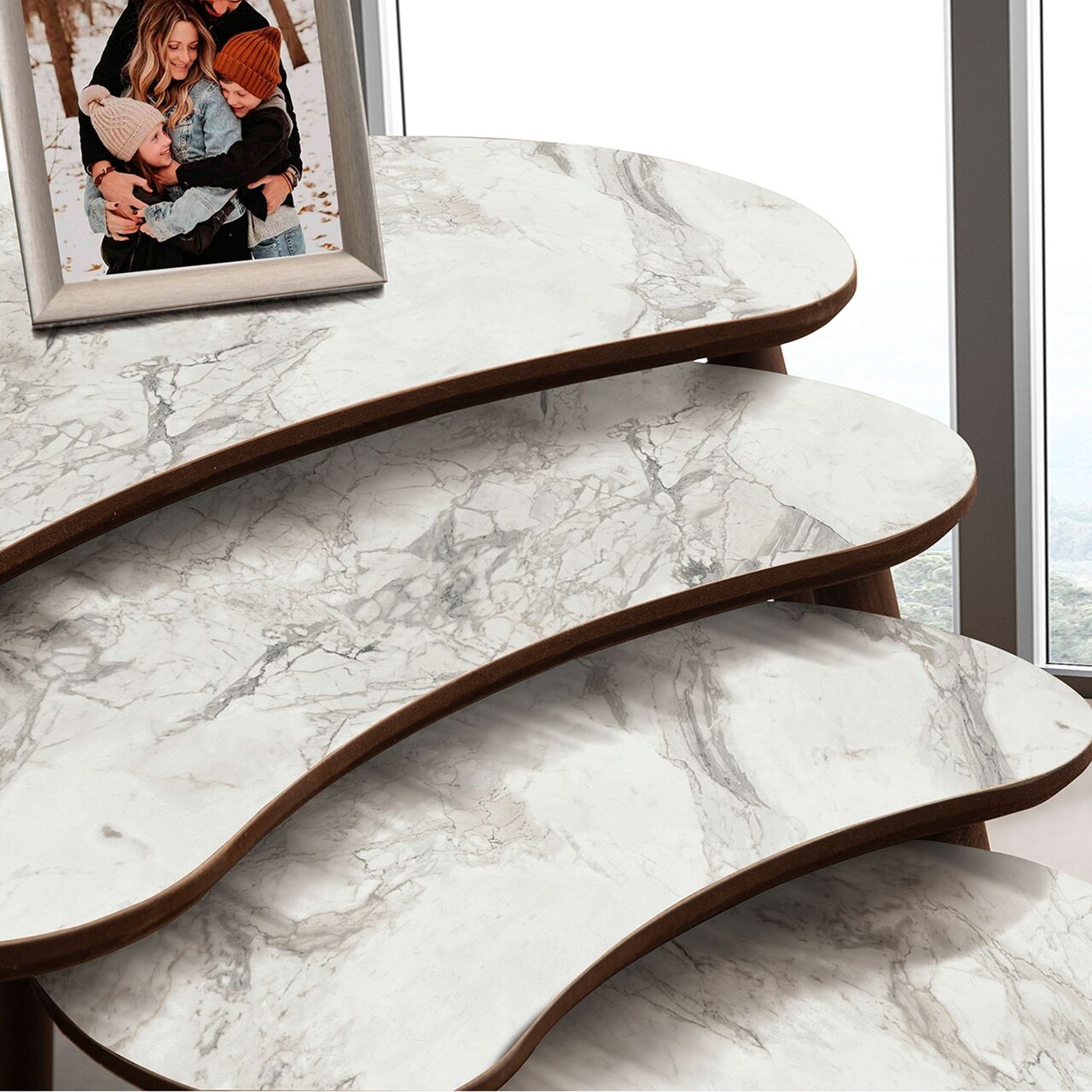 Set masute Nesting 4 piese, Hanah Home, Moon, Alb - imagine 4