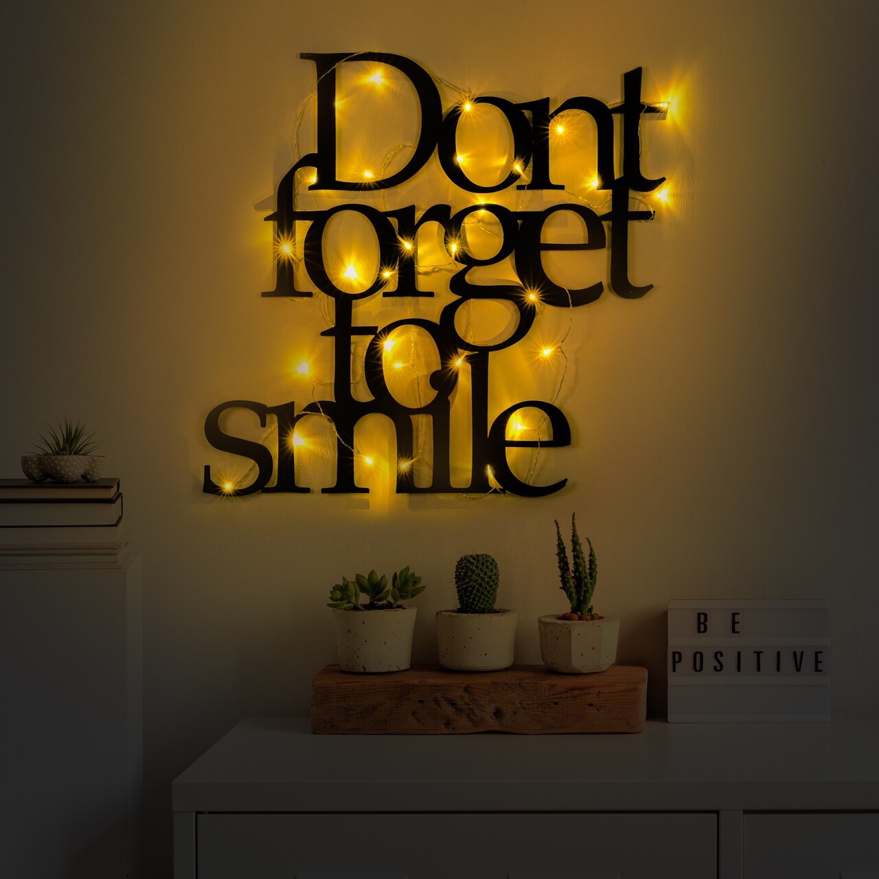 Decoratiune de perete, Dont Forget To Smile 183, Dimensiune: 67 x 70 cm, Negru - view 2