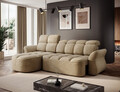 Coltar extensibil stanga 3 locuri ELTAP, Beneth, 301x185x115 cm, lemn/poliester, bej inchis