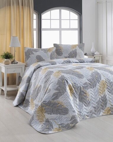 Set cuvertura cu 2 fete de perna, Eponj Home, Altın Yaprak 143EPJ67507, 220 x 240 cm, amestec bumbac, multicolor 143EPJ67507 imagine 2022