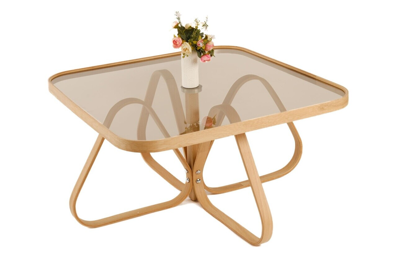 Masuta de cafea, Hanah Home, Dubai 90, 90x48x90 cm, LEMN MASIV DE STEJAR, Stejar — imaginea 3