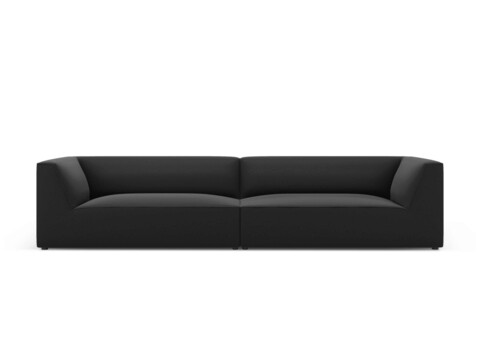Canapea 4 locuri, Ruby, Micadoni Home, BL, 302x93x69 cm, piele ecologica, negru