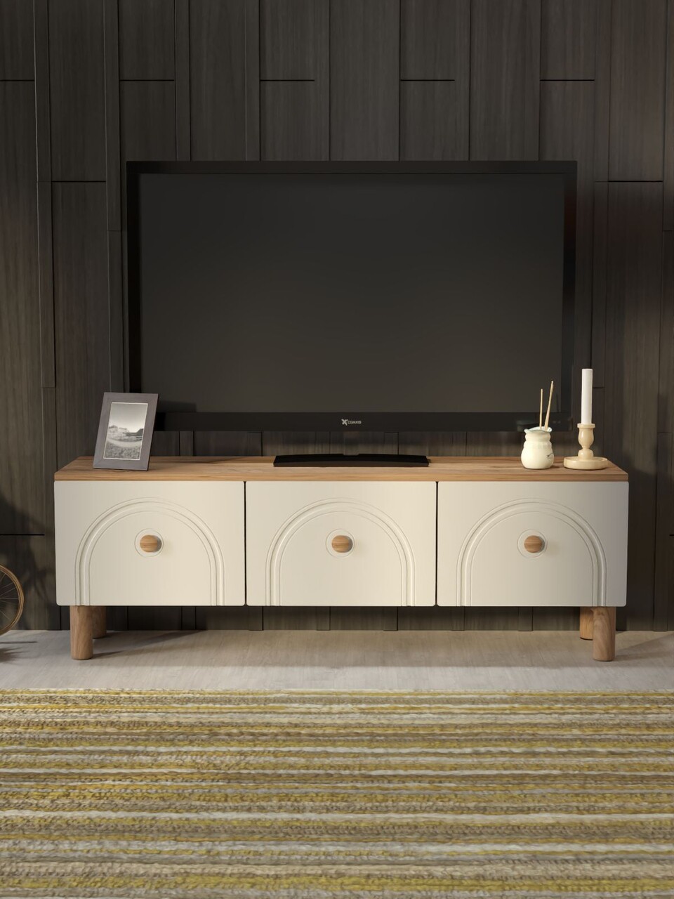 Comoda TV, Hanah Home, Serenta 135, 135x47x35 cm, PAL, Pin Atlantic / Alb - view 2