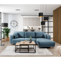 Coltar extensibil dreapta 4 locuri ELTAP, RT-100VE, Dalia, 289x190x95 cm, lemn/poliester, albastru deschis