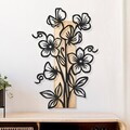 Decoratiune de perete, Fleuria, Cadru: Lemn (Grosime: 2 cm), Natural/Negru