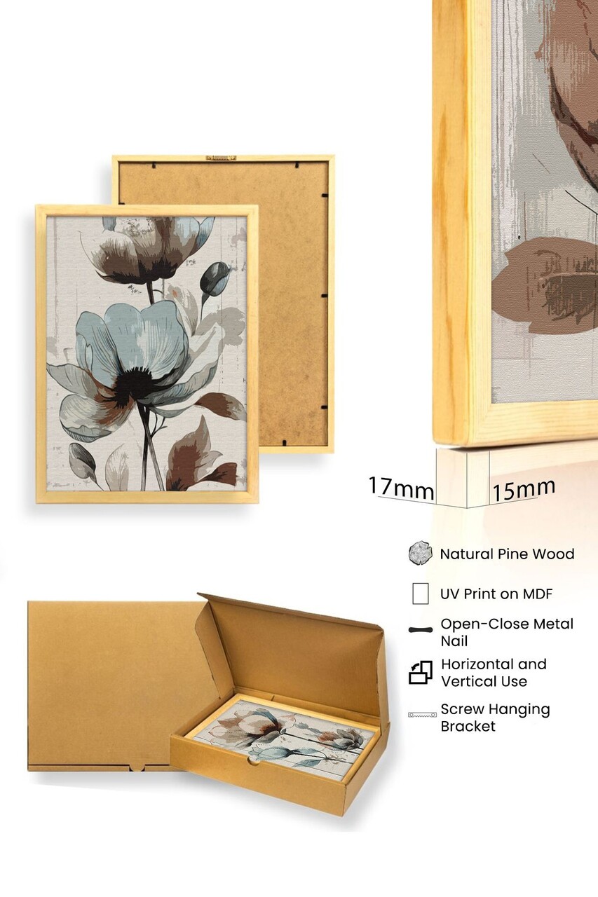 Set 3 tablouri decorative, Huhu478, Cadru: 100% LEMN MASIV (Grosime: 2,5 cm), Multicolor - view 3